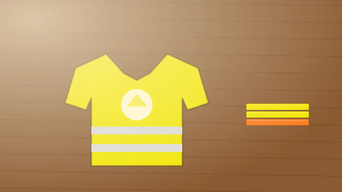 Illustration of a yellow hi-vis top with reflective bands and a printed logo